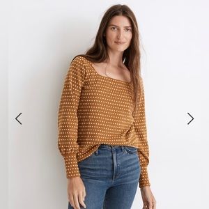 NEW Madewell Floral Jacquard Top in Antique Gold